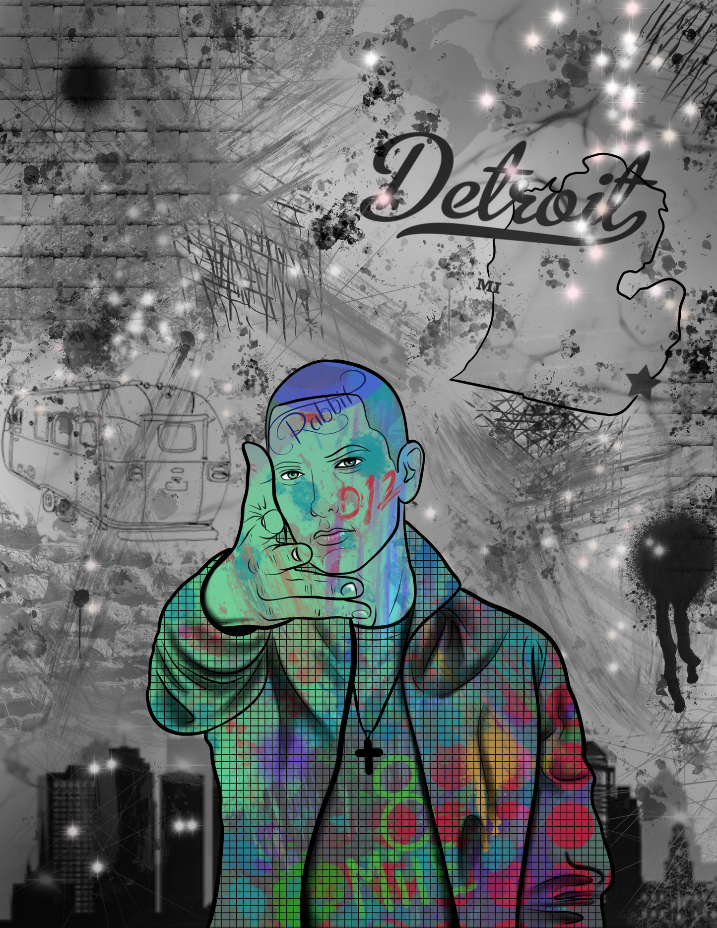 Eminem graffiti print