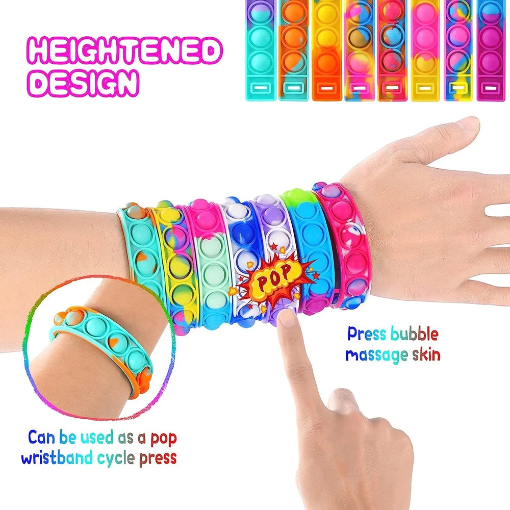 12PCS Fidget pop it toy bracelets